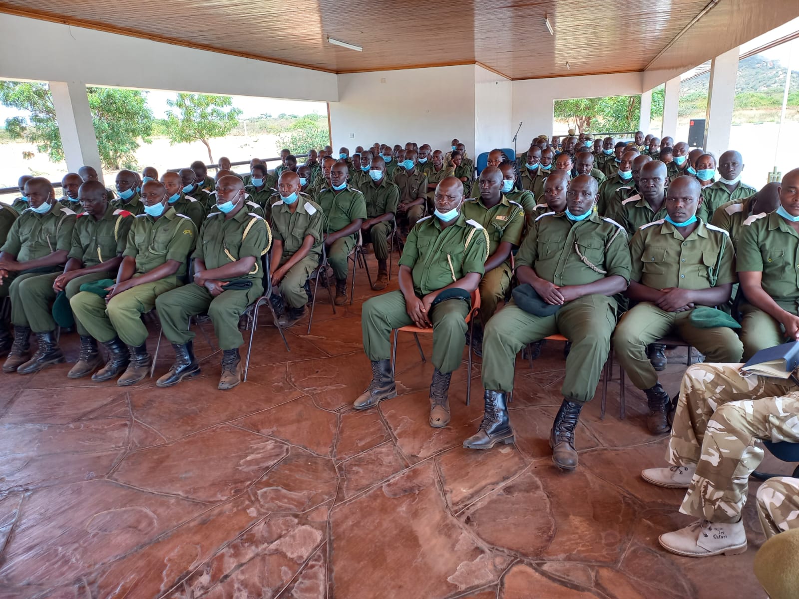 Training of Community rangers at the Tsavo Conservancy ecosystem. The capacity building program is supported by the Combating Poaching and Illegal WildlifeTrafficking UNDP-WT Kenya Project .