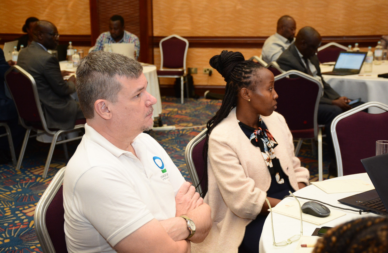 A section of participants follow presentations at the Serena Hotel during stakeholder engagement on the draft Strategic Plan for the State Department for Wildlife .