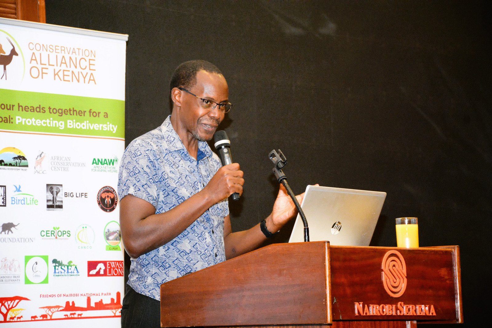 Steve Itela, Chief Executive Officer of Conservation Association of Kenya giving views on the draft Strategic Plan for the State Department for Wildlife during a one day workshop at the Nairobi Serena hotel