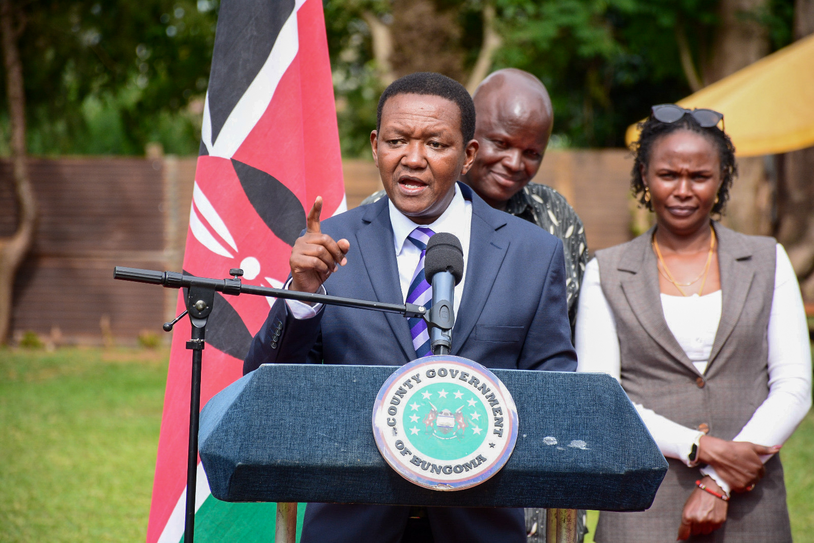 The Cabinet Secretary, Ministry of Tourism and Wildlife, Dr. Alfred Mutua, addressing the press.