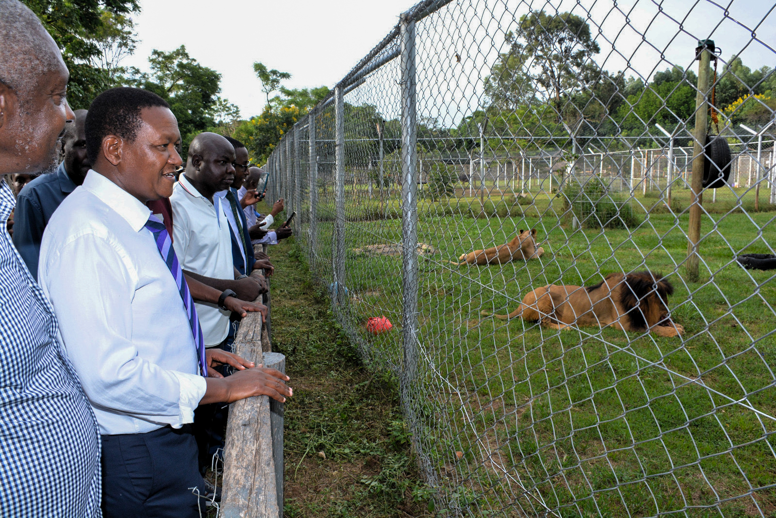 The Cabinet Secretary, Ministry of Tourism and Wildlife, Dr. Alfred Mutua (white shirt & tie), together with other officials during his visit at the Buteyo Miti Park Conservancy.