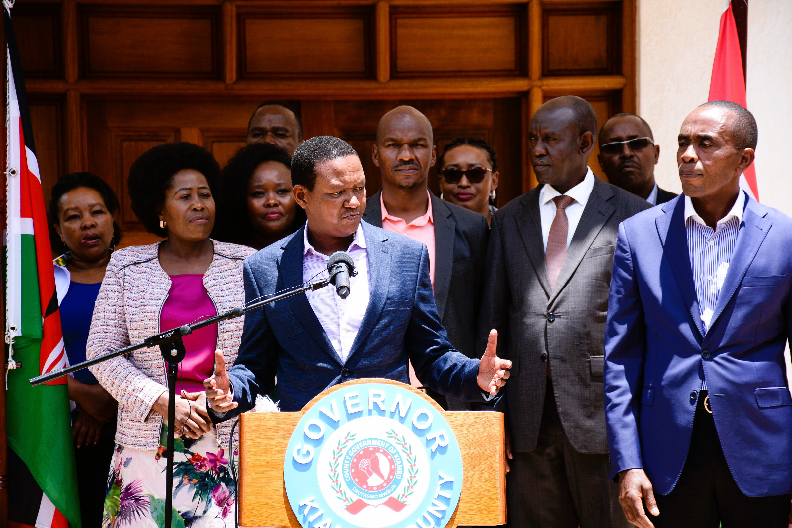 The Cabinet Secretary, Ministry of Tourism and Wildlife, Dr. Alfred Mutua, addressing the media.