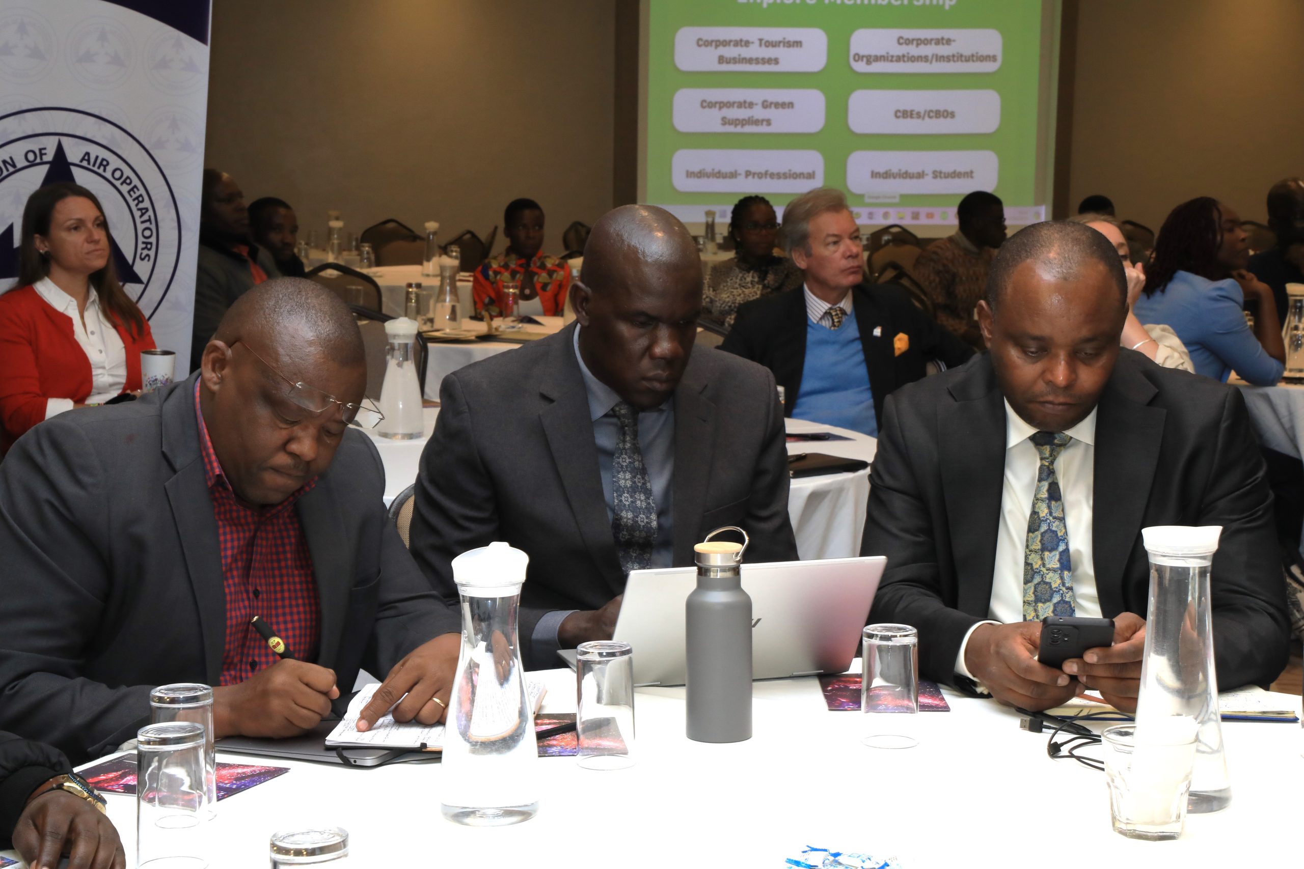 From L: Mr. Dickson Kaelo, CEO KWCA, Mr. Hezbone Oyendo-Ag.Head of Tourism Data Analytics & Informatics, Mr David Gitonga Ag. CEO Tourism Research Institute .