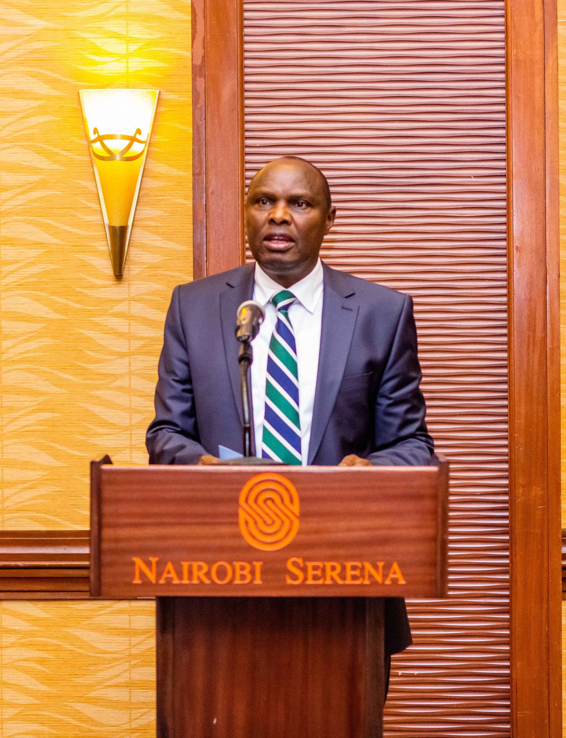 Chief of Staff and Head of Public Service Mr Felix Kosgei addresses participants at the Serena Hotel, Nairobi, during a meeting to discuss the formulation of an Integrated Ecosystem-Based Natural resource Conservation policy to guide sustainable management of natural resources across the country.