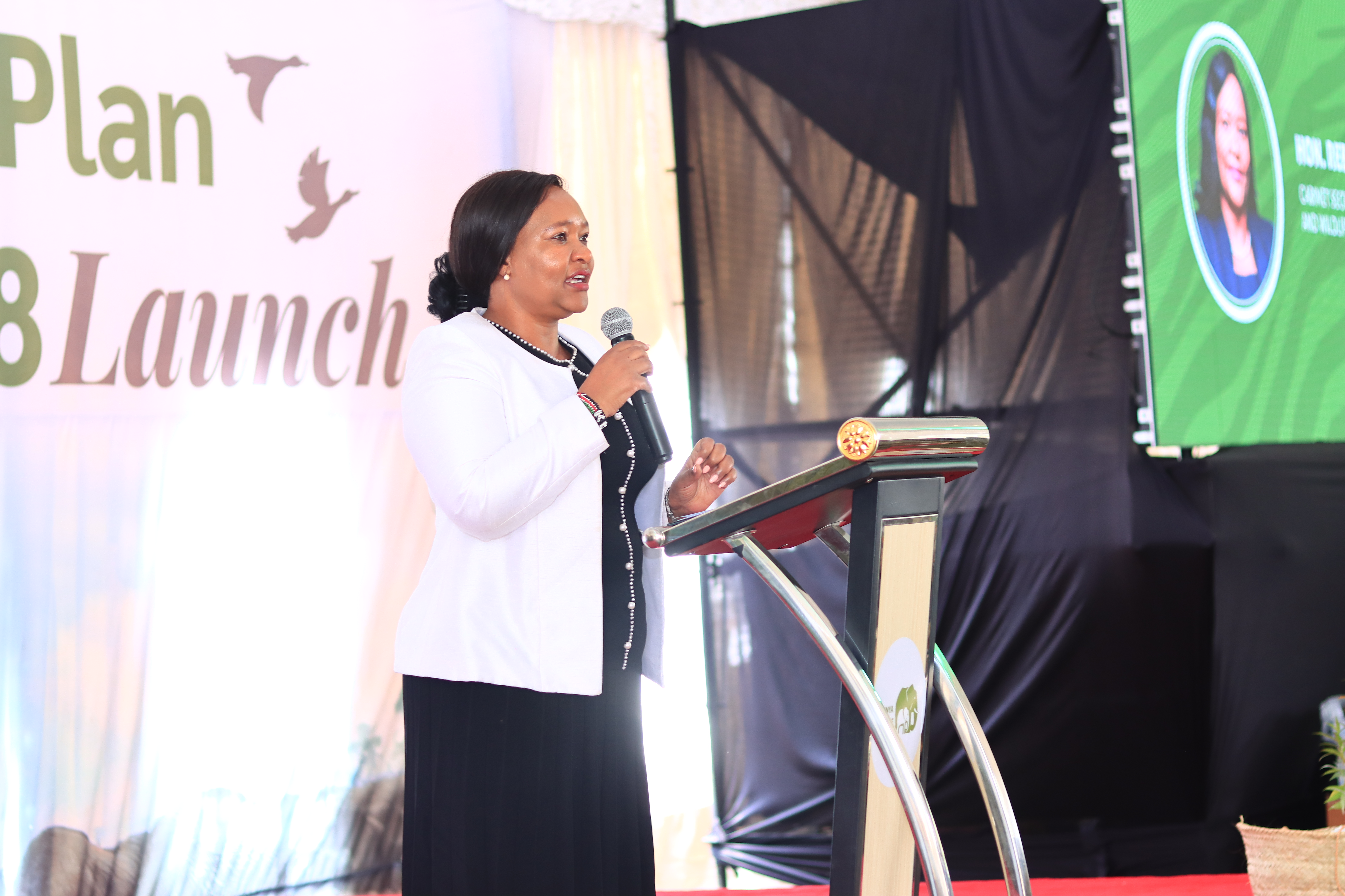 CS Tourism and Wildlife Hon Rebecca Miano makes her remarks during the launch