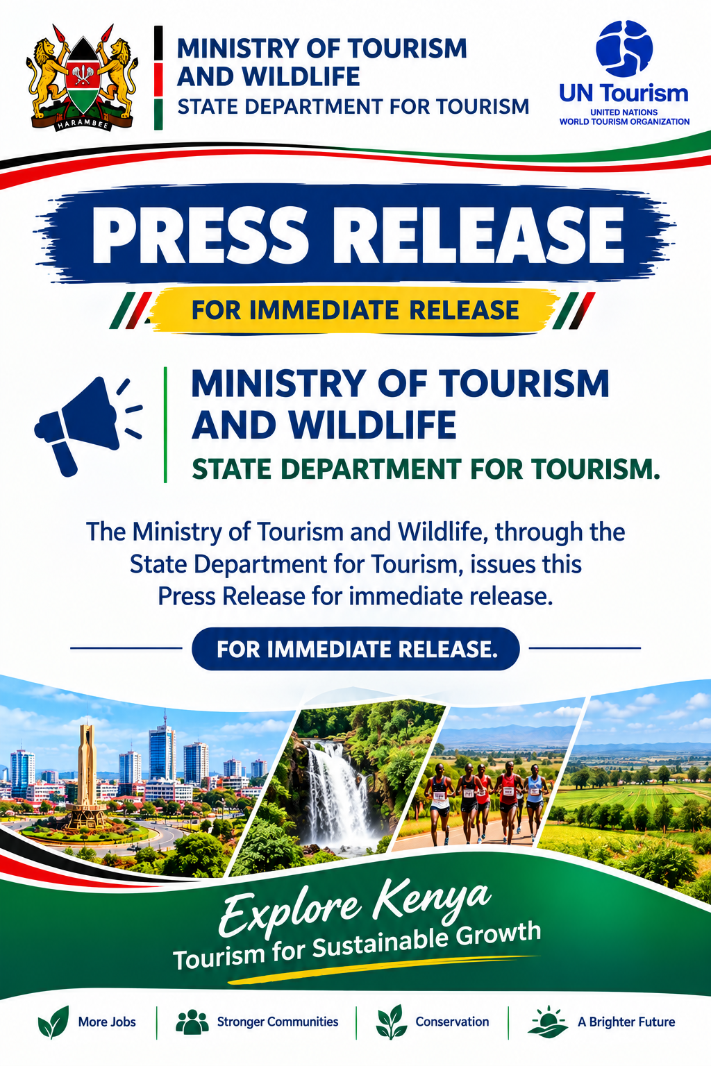 Press Release, For Immediate Release; Eldoret to Host 2026 UN Tourism Week.